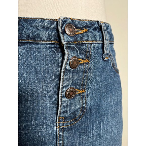 OLD NAVY Vintage Denim Blue Jean Midi Skirt Y2K 2002 Medium Wash Button Fly Sz 2 - Picture 8 of 13